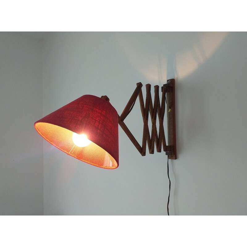 Vintage Scandinavian teak wall light, 1960s