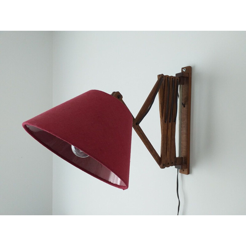 Vintage Scandinavian teak wall light, 1960s