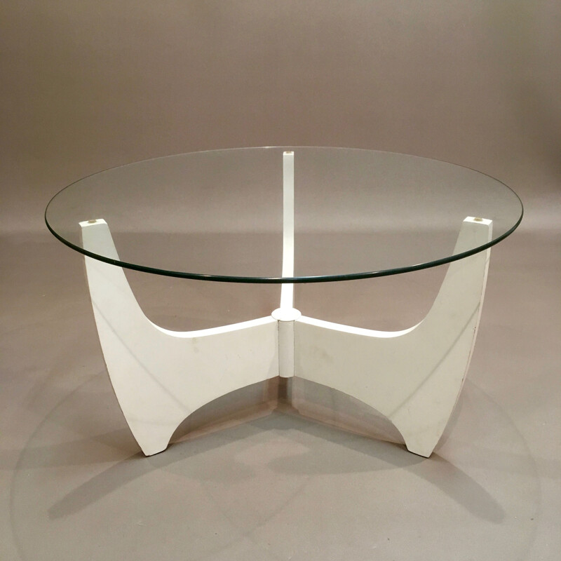 Vintage coffee table in lacquered wood and glass, 1960s