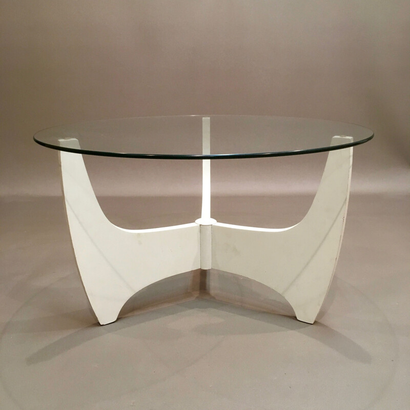 Vintage coffee table in lacquered wood and glass, 1960s