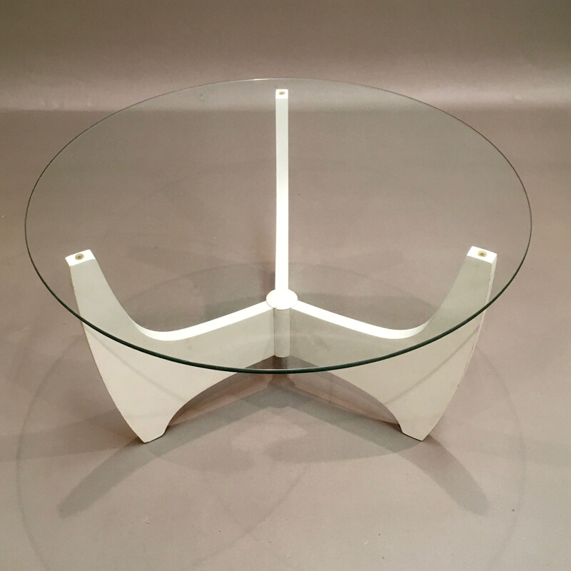 Vintage coffee table in lacquered wood and glass, 1960s