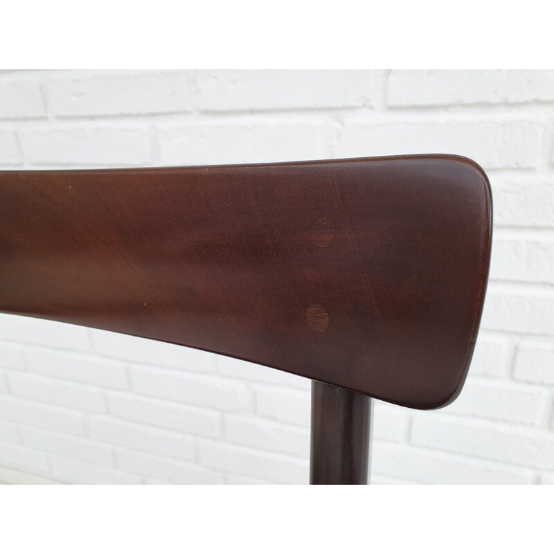 Vintage mahogany and cowskin armchair by Ole Wanscher from PJ Møbler