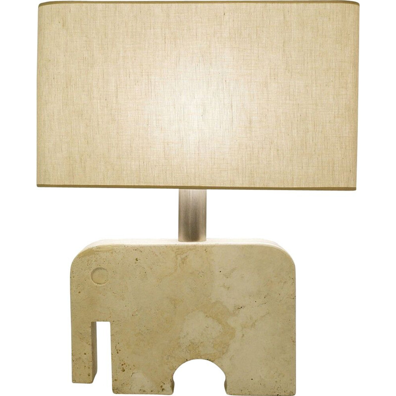 Vintage Elephant Desk Lamp in Travertine by Fratelli Manelli for Signa, 1970s