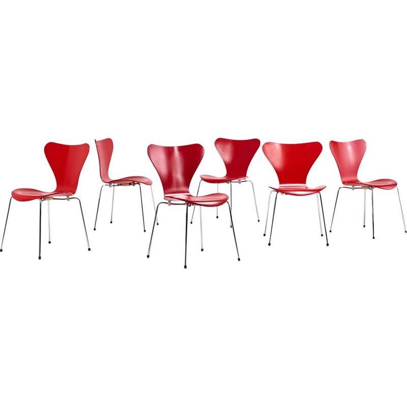 Set of 6 vintage "Butterfly" 3107 chairs by Arne Jacobsen for Fritz Hansen, 1955