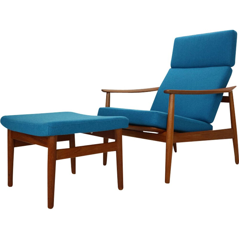 Vintage FD-164 armchair with Ottoman by Arne Vodder for France & Son, Denmark, 1960s