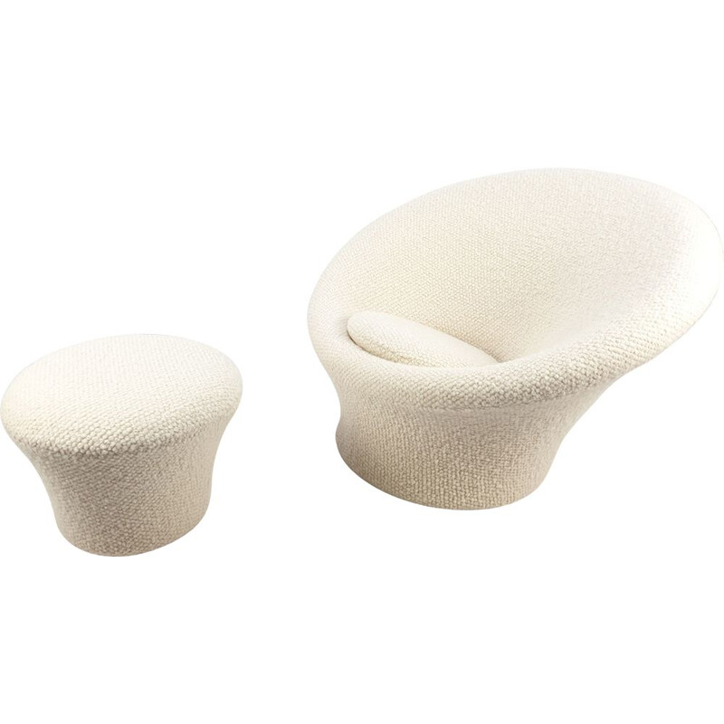 Vintage Big Mushroom Armchair & Pouf Set by Pierre Paulin for Artifort, 1960s