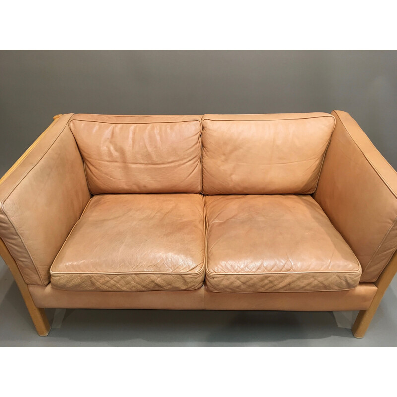 Vintage 2-seater leather sofa Stouby