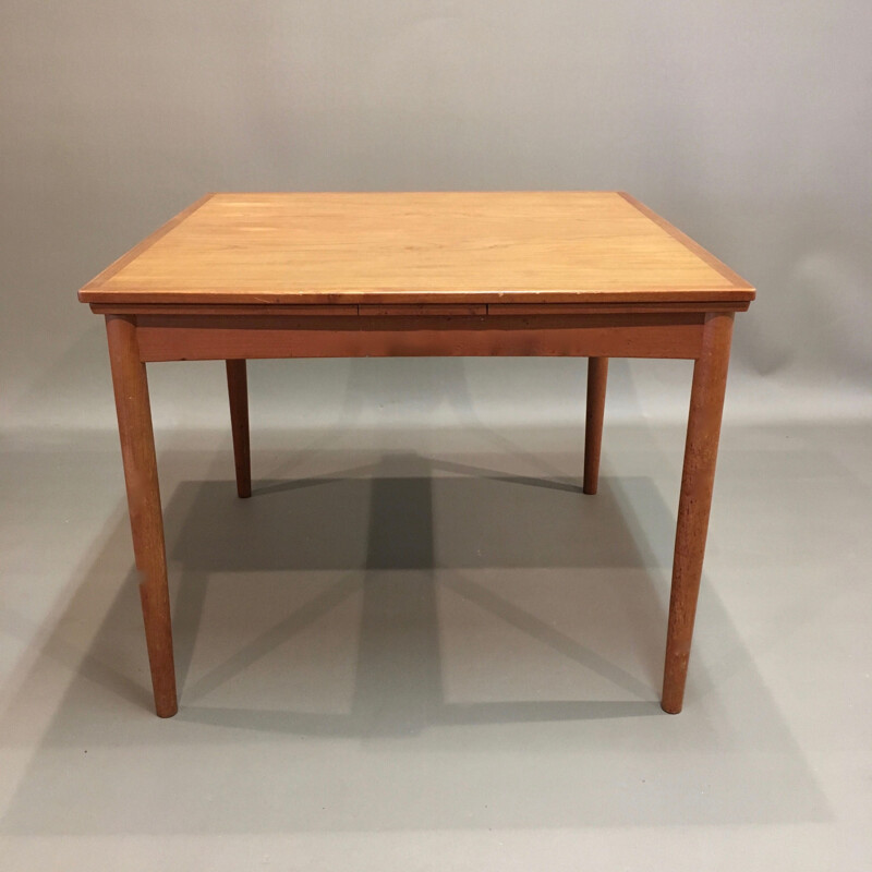 Table vintage extensible en teck scandinave, 1950