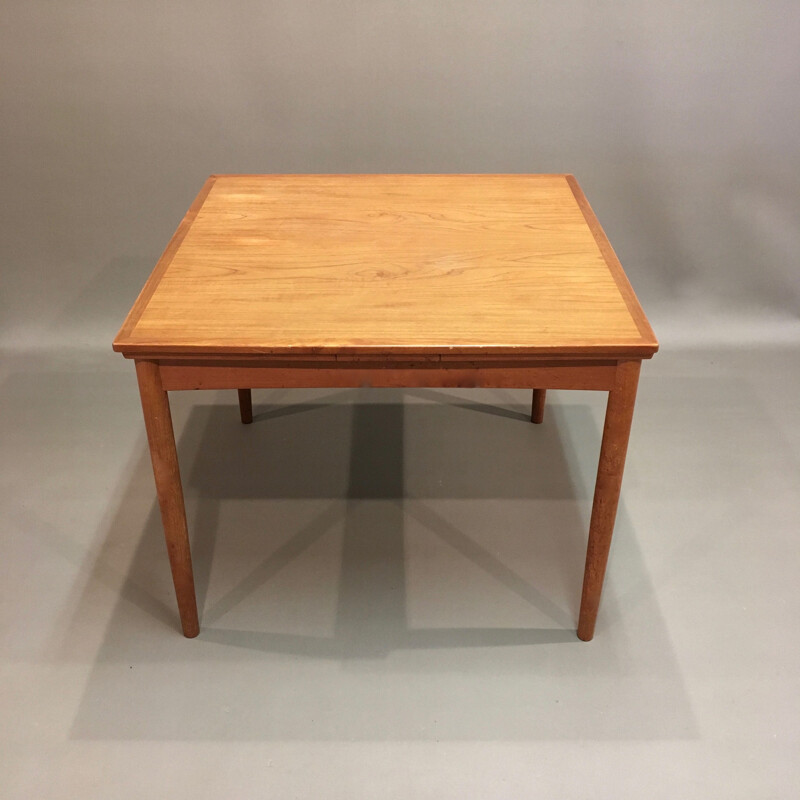 Table vintage extensible en teck scandinave, 1950