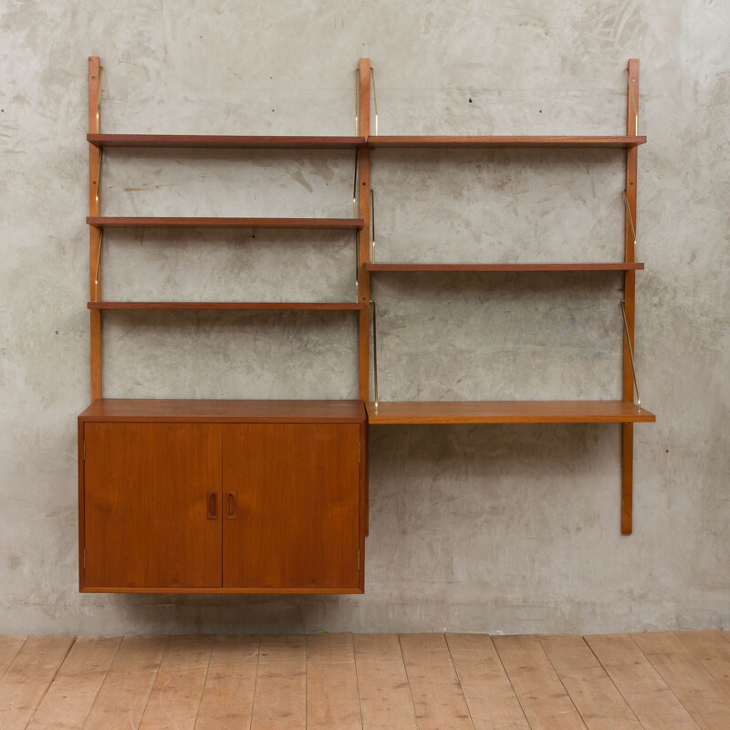 Vintage teak wall unit with vinyl records cabinet by Poul Cadovius