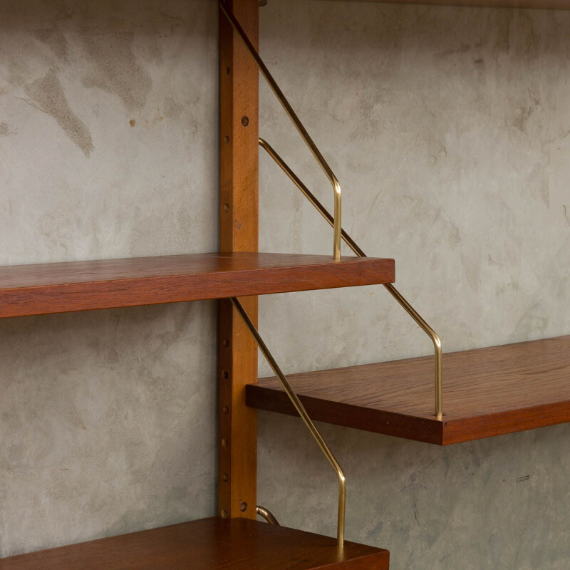 Vintage teak wall unit with vinyl records cabinet by Poul Cadovius