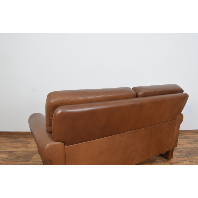 Vintage Leather and teak Sofa, Denmark, 1960s