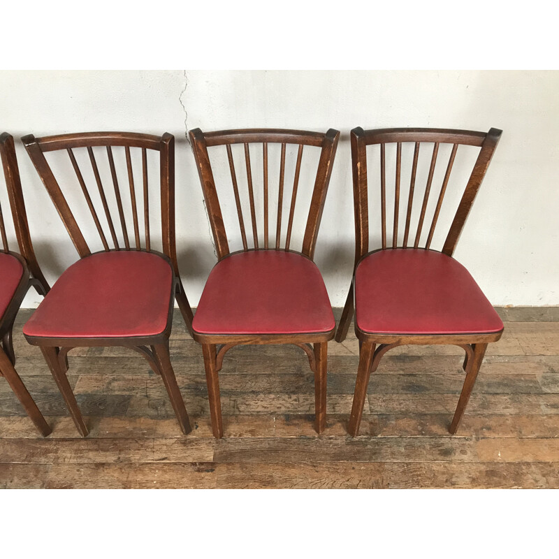 Set of 4 vintage bistro chairs by Baumann, 1950-60s