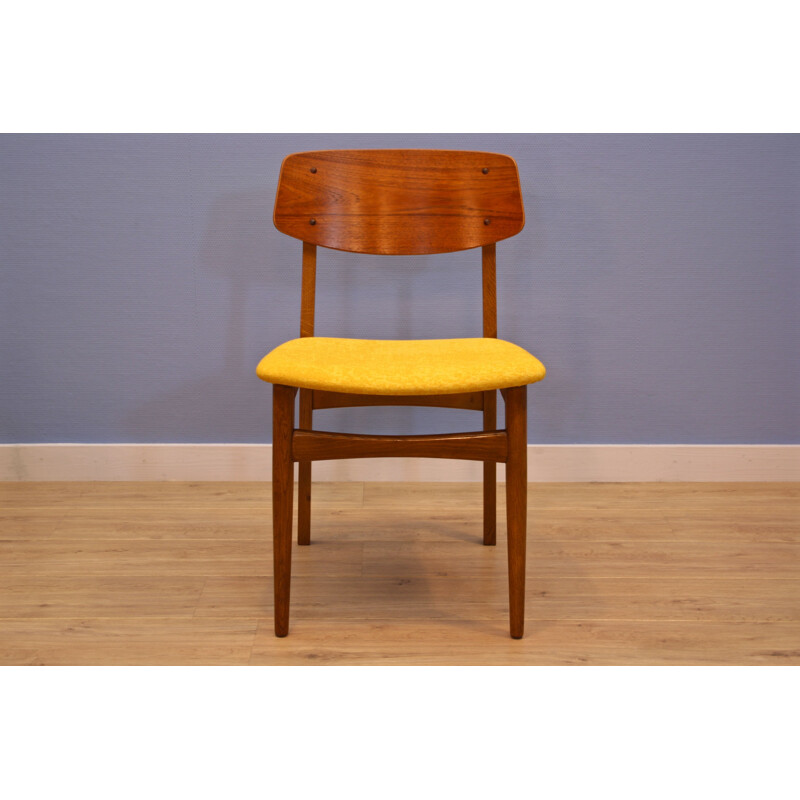 Set of 6 vintage dining chairs in teak and oak, Denmark, 1960s
