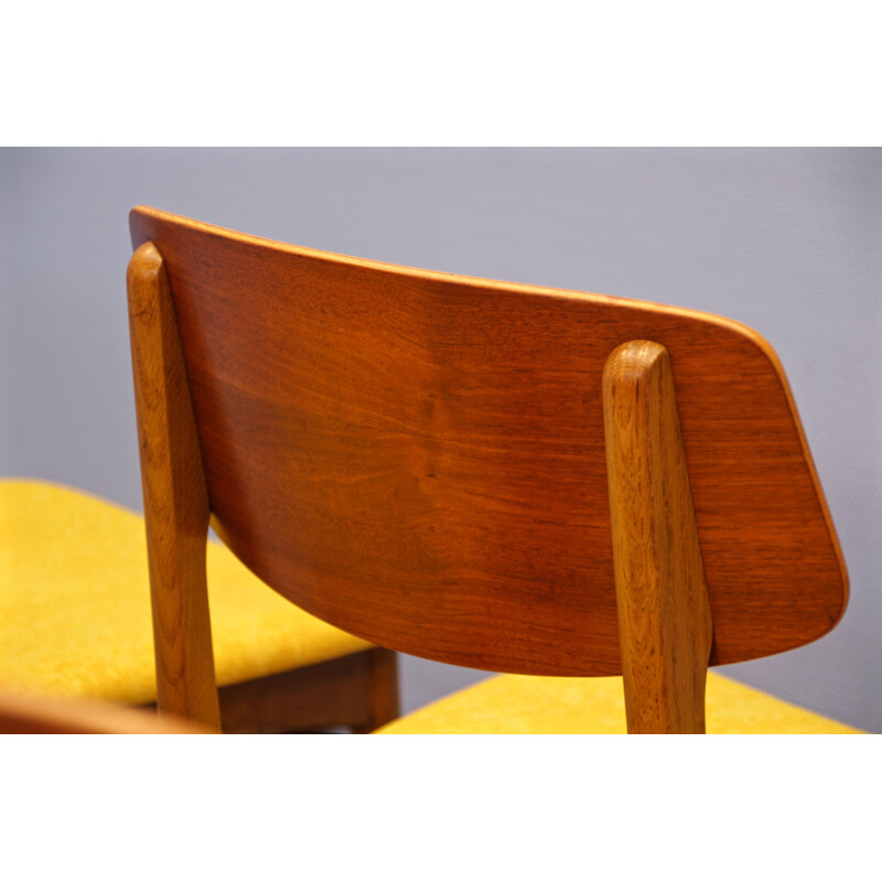 Set of 6 vintage dining chairs in teak and oak, Denmark, 1960s