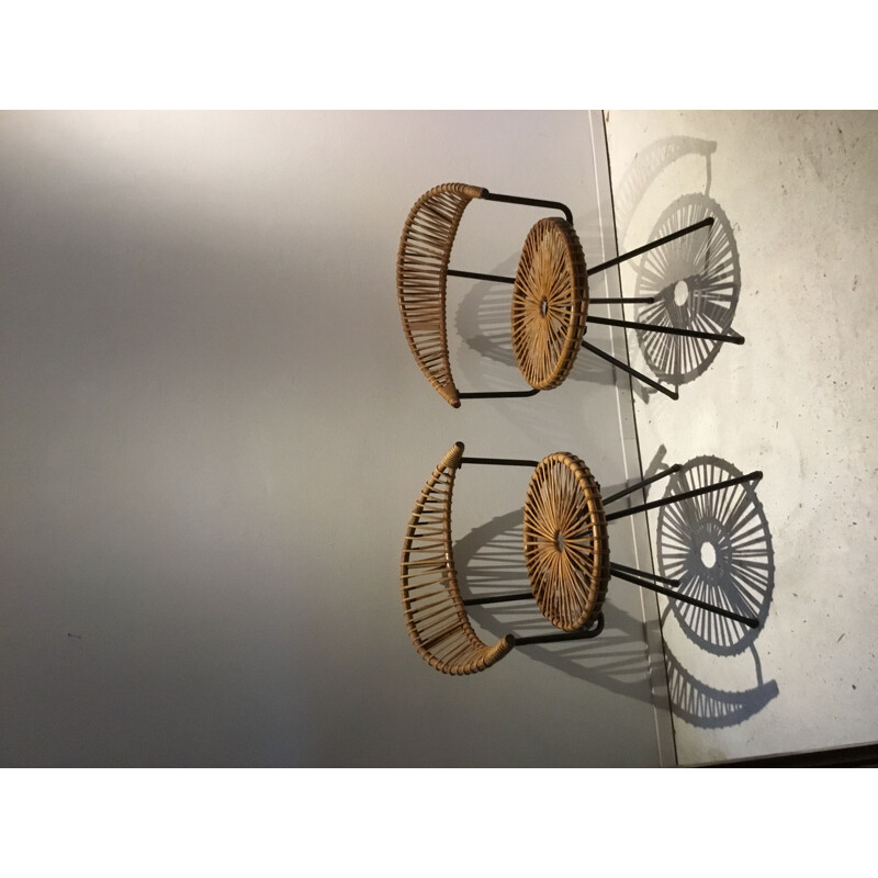 Set of 2 vintage rattan chairs by Dirk van Sliedregt from Rohe Noordwolde