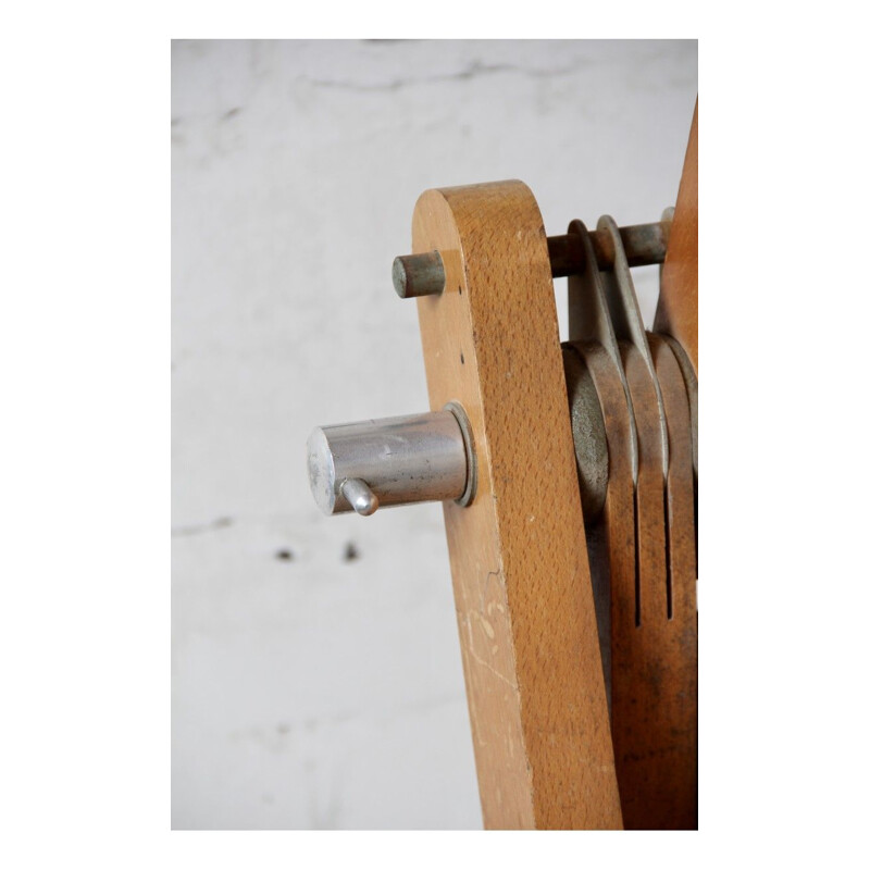 Vintage industrial drawing table in metal and wood, 1960s