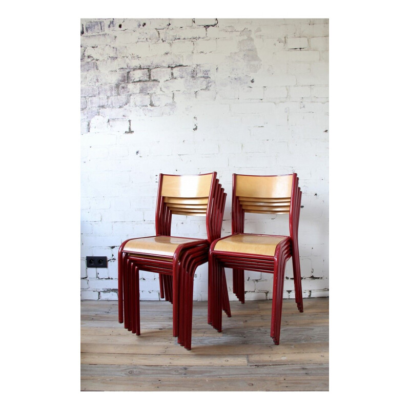 Set of 10 vintage chairs type 510 by Mullca, 1960s