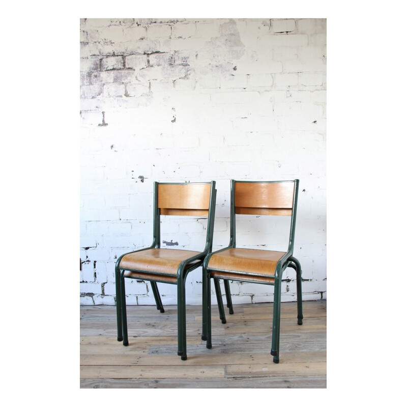 Set of 4 vintage Green chairs type 510 by Mullca, 1960s