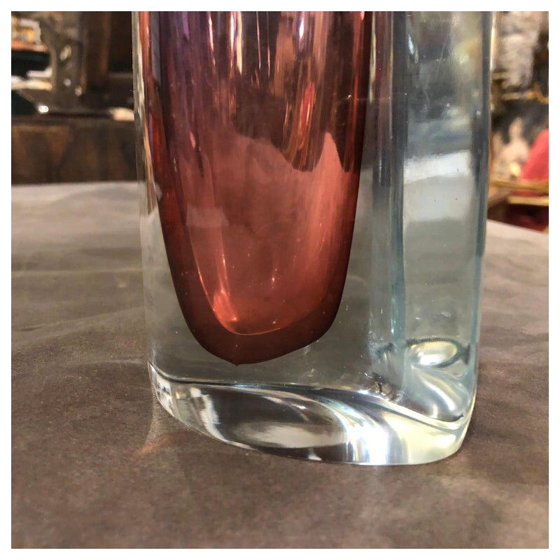 Vase Vintage en verre de Murano rose et violet, 1970