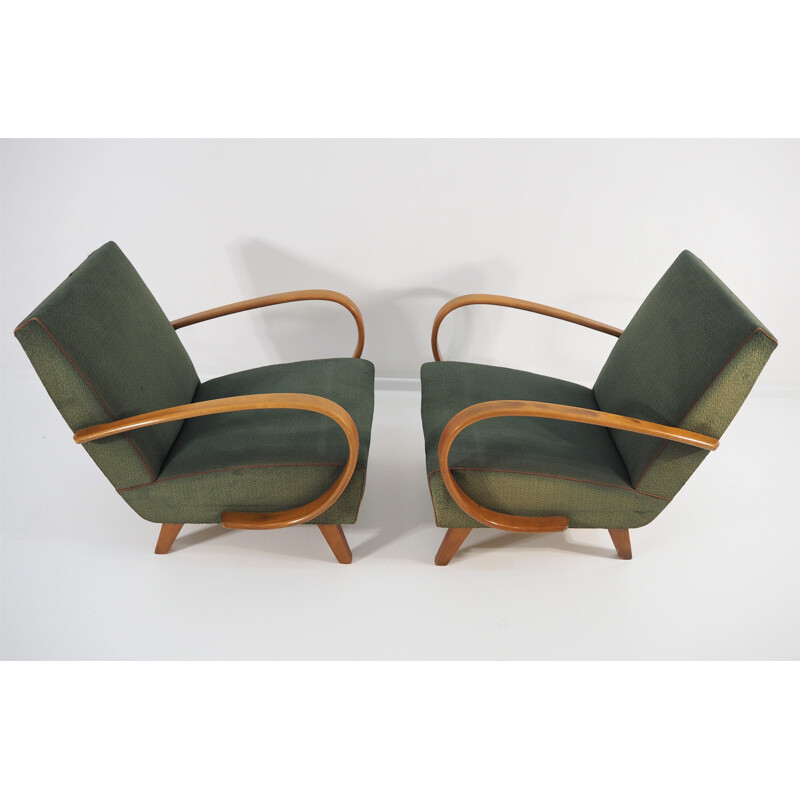 Ensemble de 2 fauteuils Art Déco vintage par Jindřich Halabala, 1950