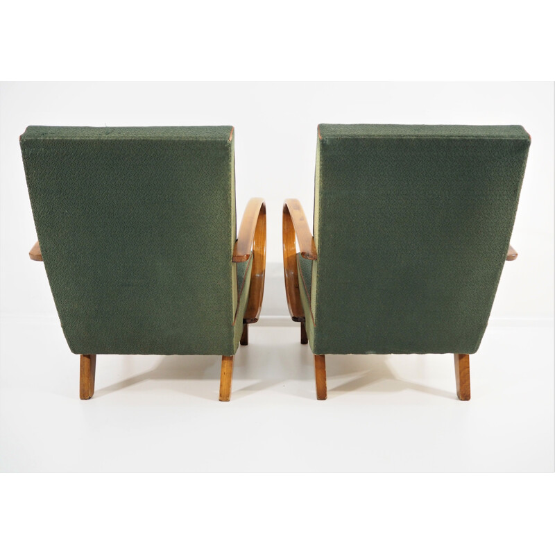 Ensemble de 2 fauteuils Art Déco vintage par Jindřich Halabala, 1950