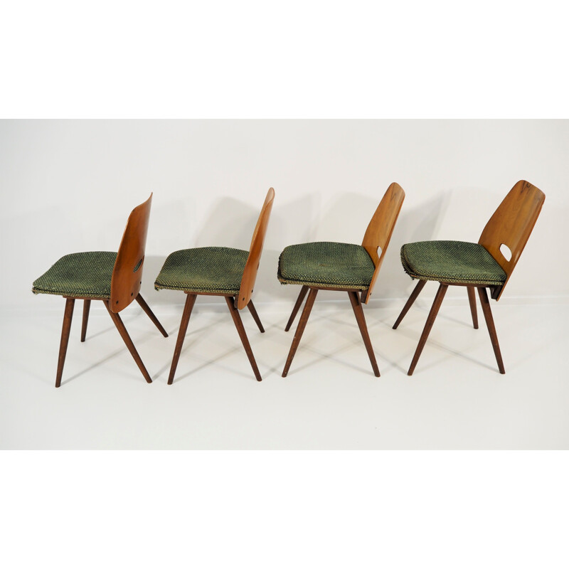 Set of 5 vintage Dining Chairs and Table from Tatra, 1960s