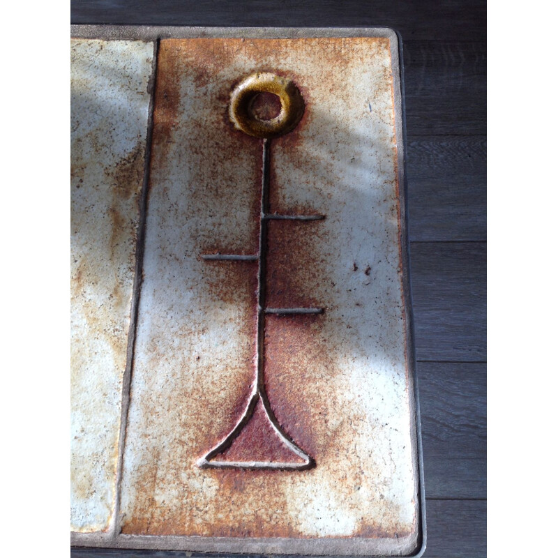 Table basse vintage à carreaux de céramique et acier chromé