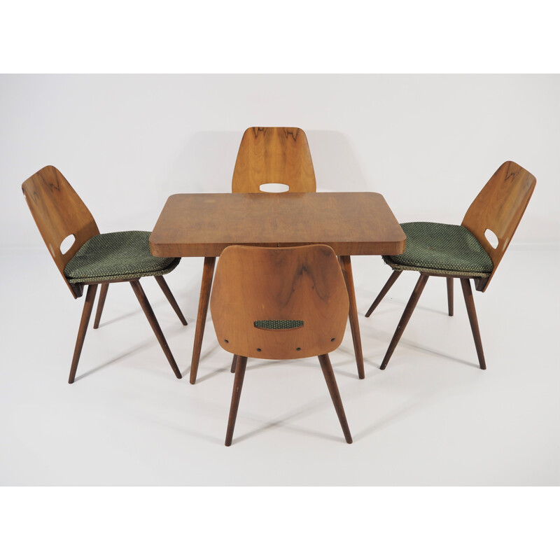 Set of 5 vintage Dining Chairs and Table from Tatra, 1960s