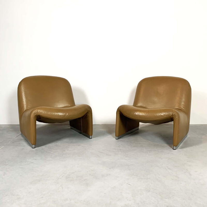 Pair of vintage Camel Alky Lounge Chairs by Giancarlo Piretti for Castelli, 1970s