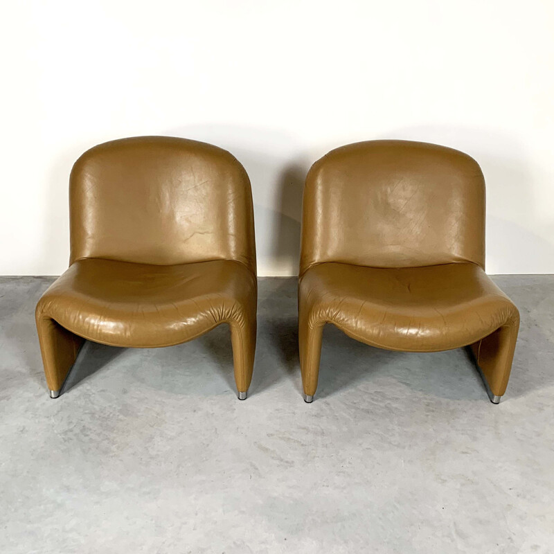 Pair of vintage Camel Alky Lounge Chairs by Giancarlo Piretti for Castelli, 1970s