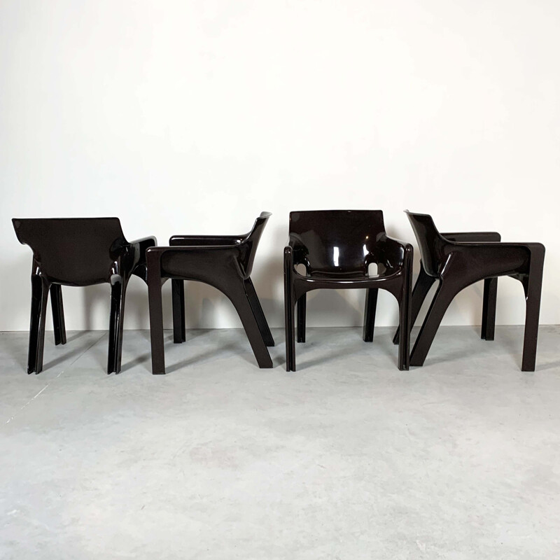 Set of 4 vintage Gaudi Armchairs and 6 Selene Chairs by Vico Magistretti for Artemide, 1970s