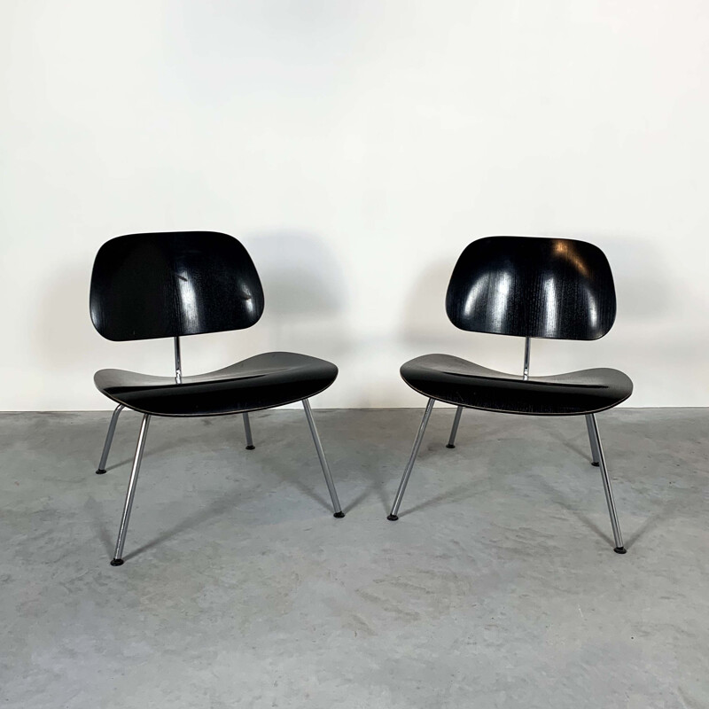 Pair of vintage black LCM Chairs by Charles & Ray Eames for Vitra, 1990s