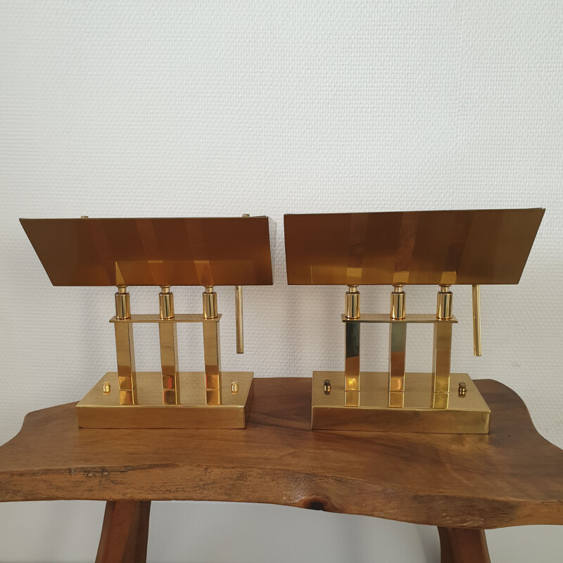 Set of 2 vintage Brass wall lamps by Deknudt, 1970s