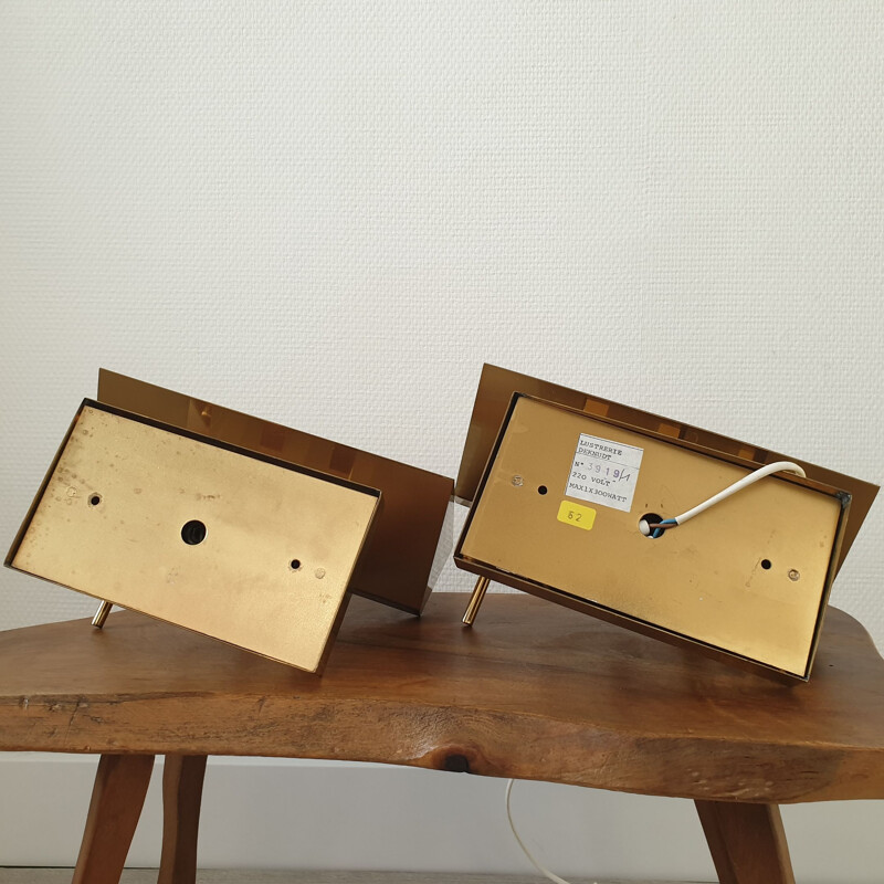 Set of 2 vintage Brass wall lamps by Deknudt, 1970s