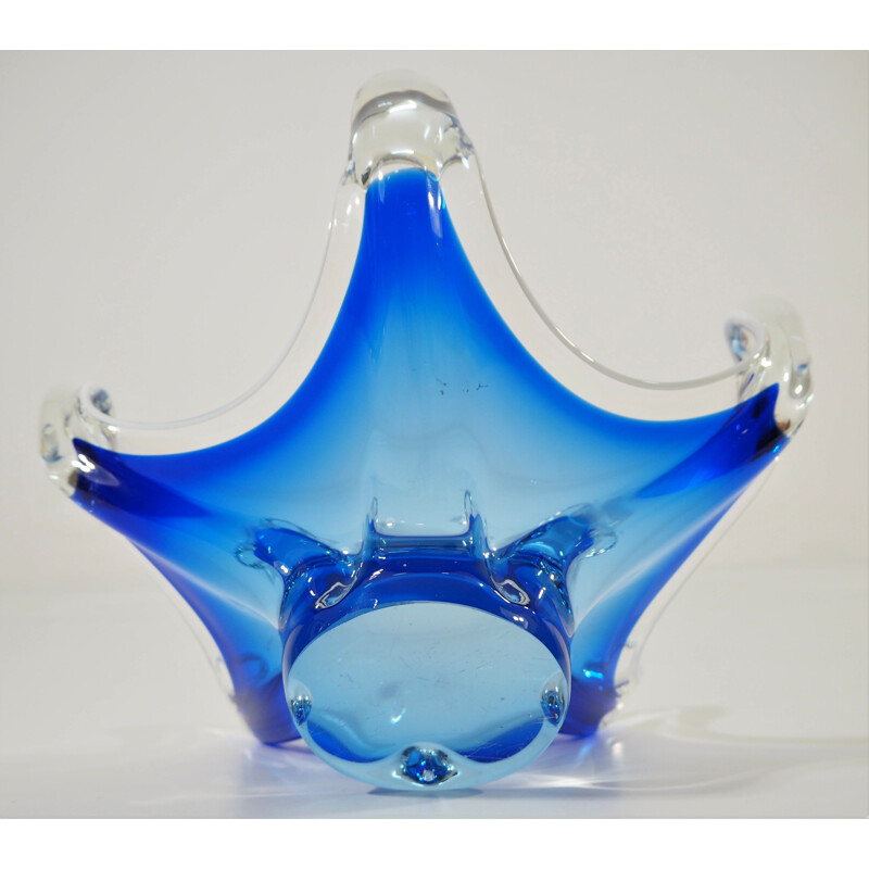 Vintage glazen schaal van Frantisek Zemek voor Mstisov glasfabriek