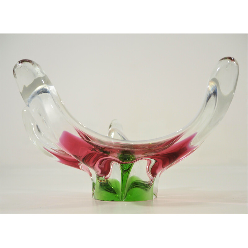 Vintage Glass Bowl by Frantisek Zemek for Mstisov Glass Factory