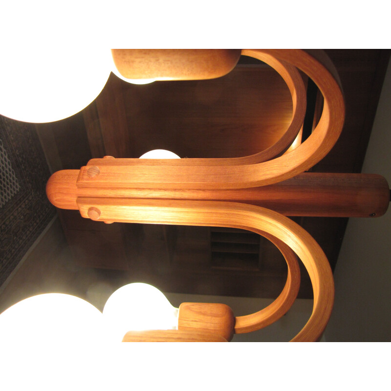 Vintage sculptural sputnic ceiling lamp in teak