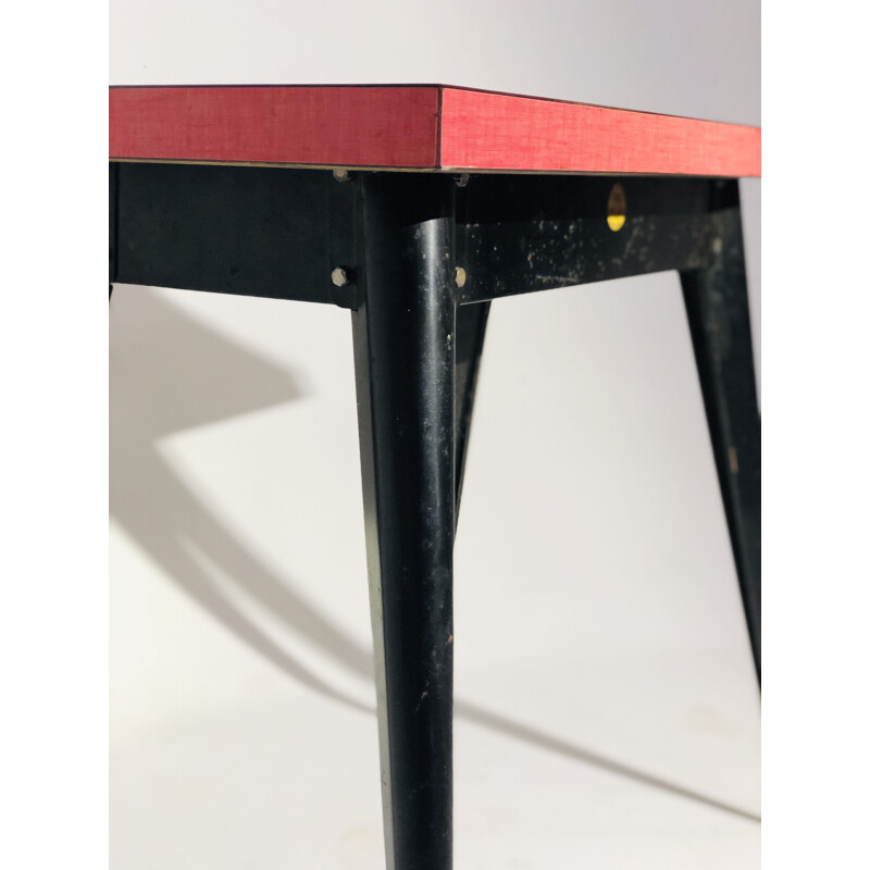 Vintage iron and pink formica console by TOLIX