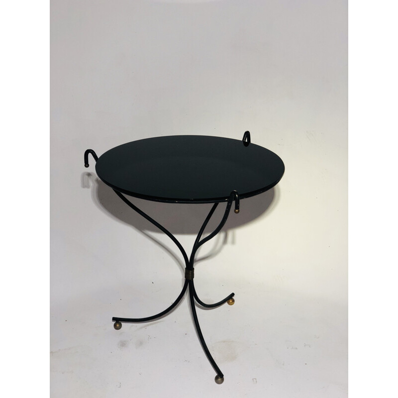 Glass and wrought iron side table