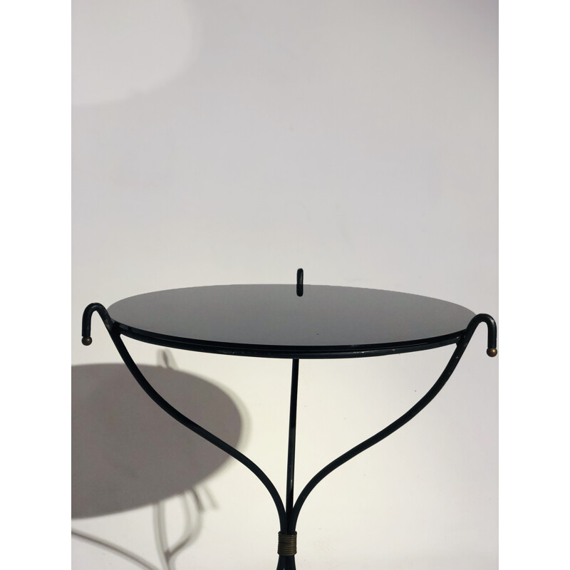 Glass and wrought iron side table