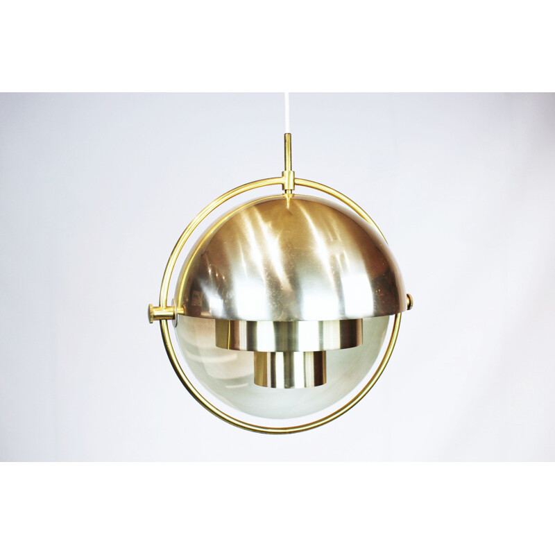 Vintage brass pendant light by Louis Weisdorf from Lyfa, 1960s