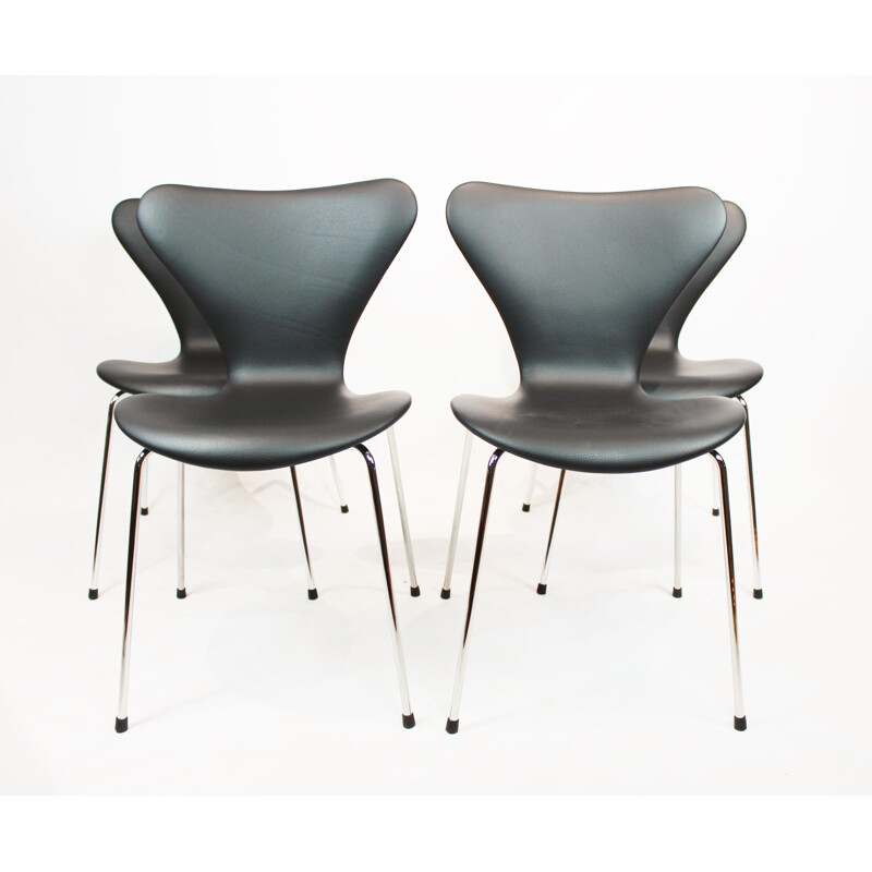 Juego de 4 sillas Seven vintage, modelo 3107 de Arne Jacobsen de Fritz Hansen