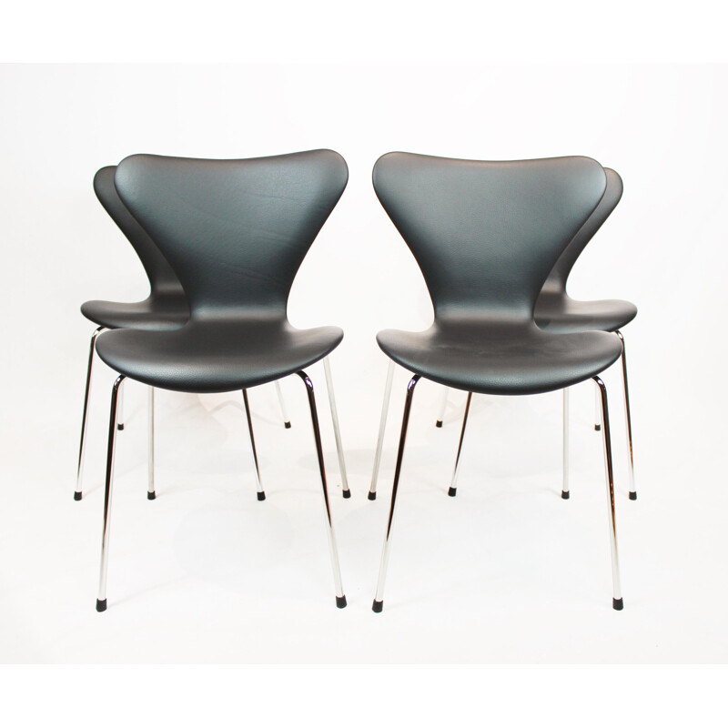 Conjunto de 4 cadeiras vintage Seven, modelo 3107 de Arne Jacobsen de Fritz Hansen