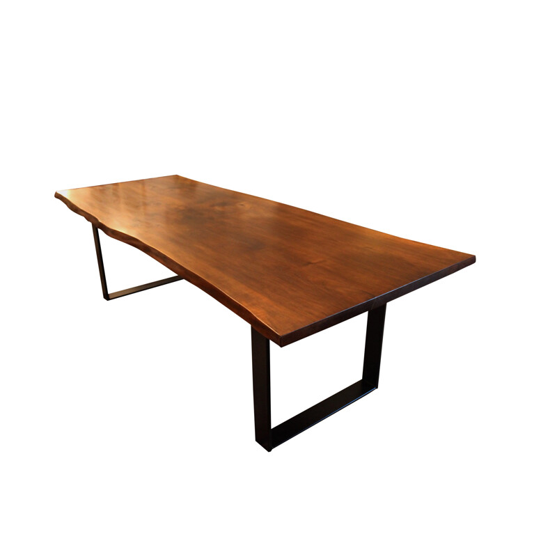 Vintage metal and walnut table