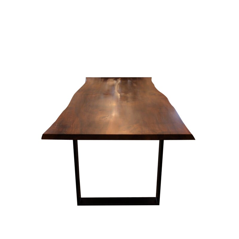 Vintage metal and walnut table