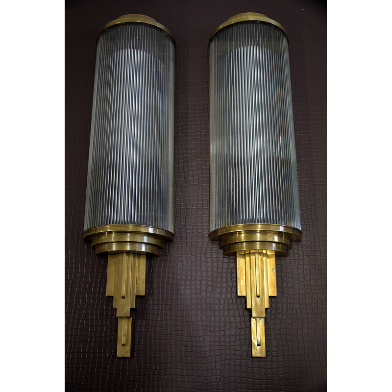 Pair of vintage Art Deco movie wall lamps, 1925