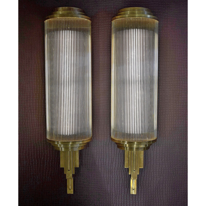 Pair of vintage Art Deco movie wall lamps, 1925