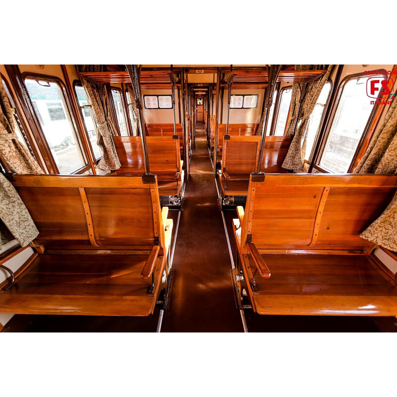 Vintage 3rd Class Train Bench, Italy, 1928