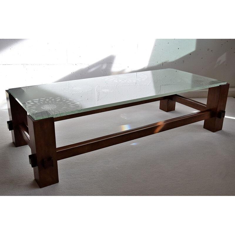 Table basse vintage en hêtre par Max Ingrand pour Fontana Arte, 1960